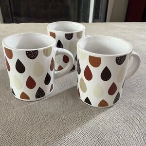 Golden Star Imports Espresso Mugs Set of 3 Brown Tan Raindrop Pattern Ceramic